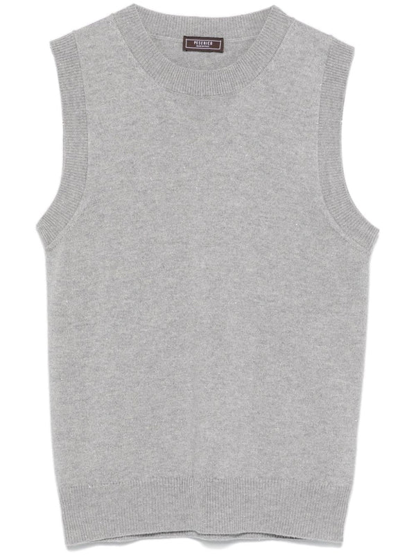 Peserico Virgin Wool 60% tank top in light grey
