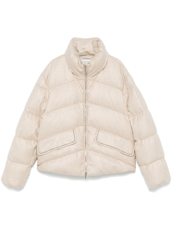 Peserico Outer: Polyester 70% down jacket in beige