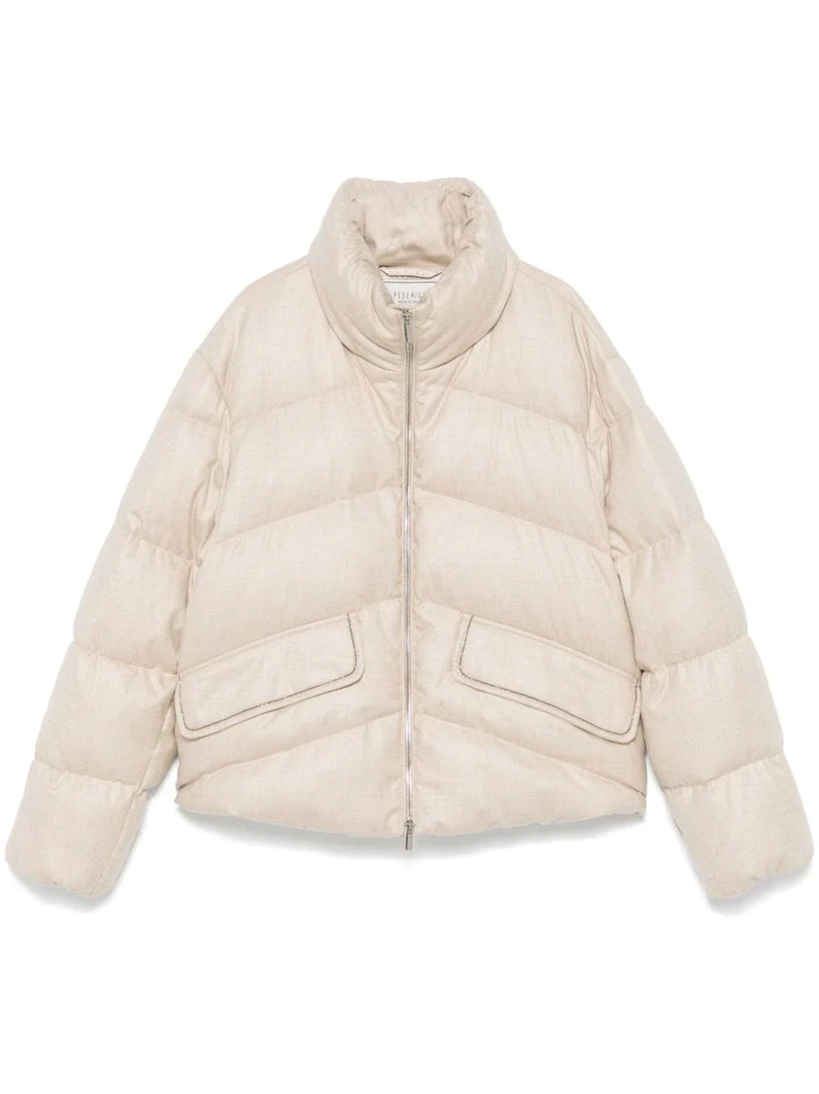 Peserico Outer: Polyester 70% down jacket in beige