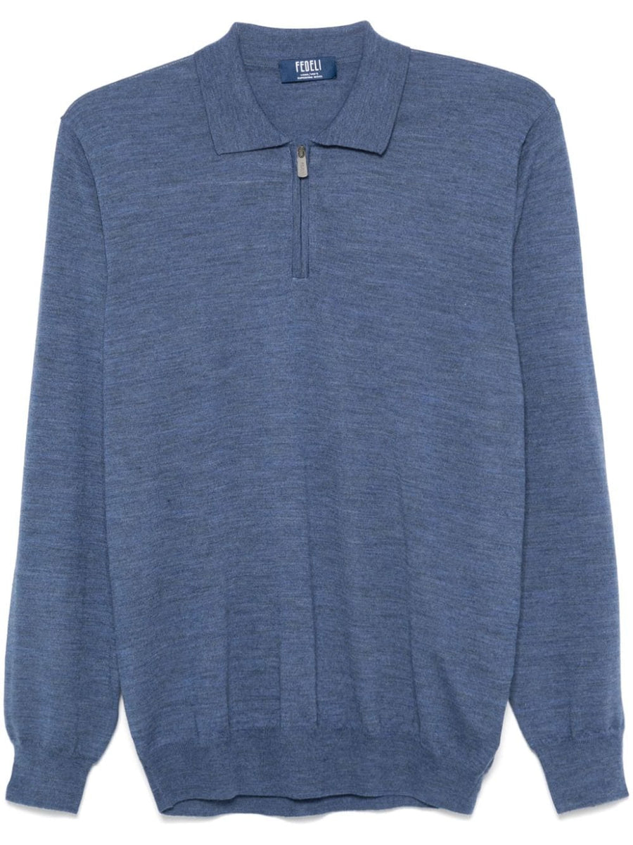 Fedeli Virgin Wool 100% polo in blue