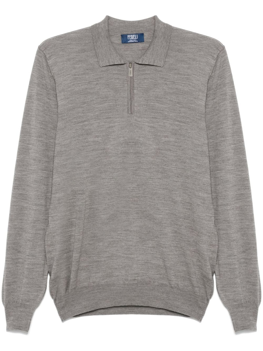 Fedeli Virgin Wool 100% polo in grey