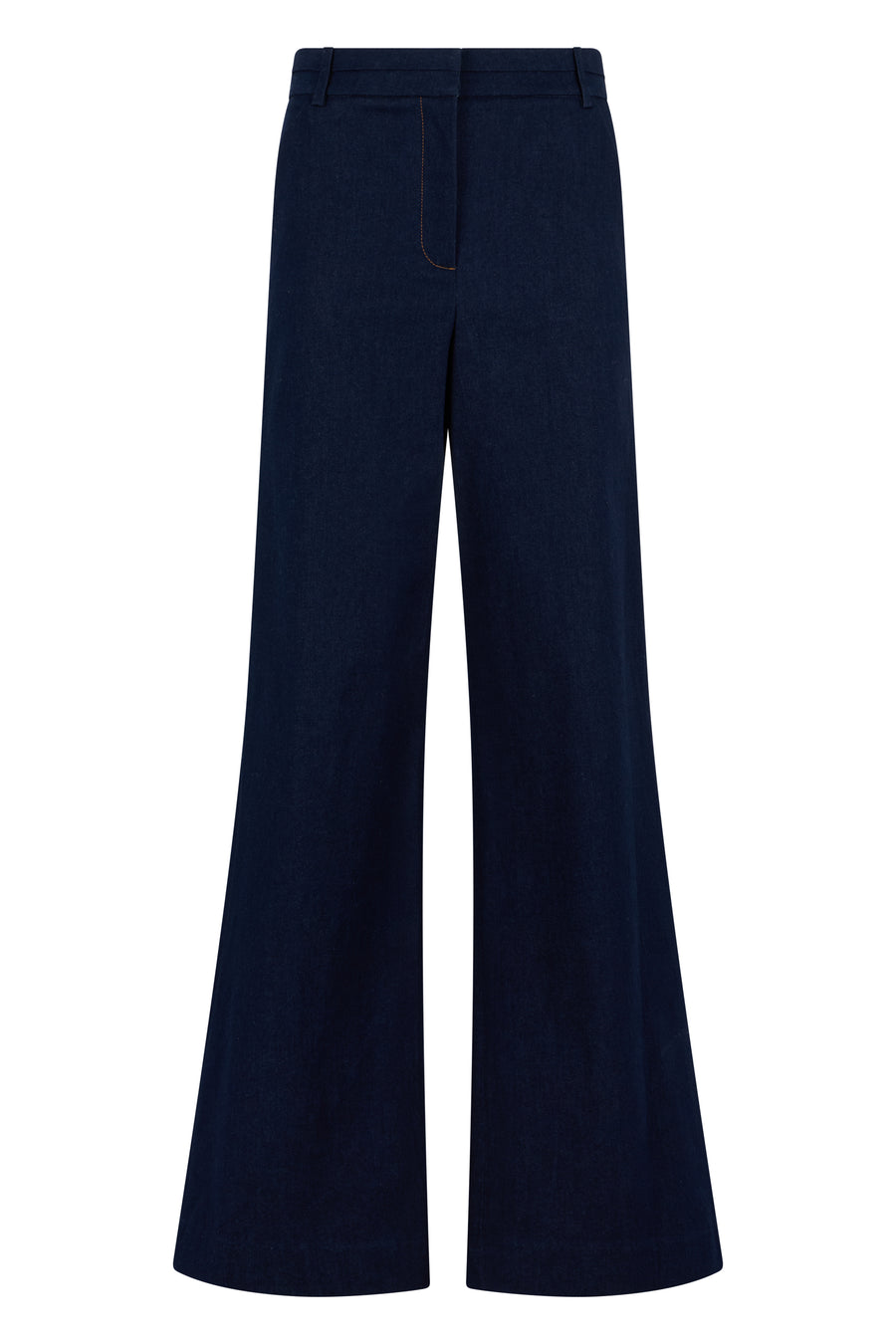 Bell-Bottom Denim Pants, Midnight Wash Viscose Flared Jeans