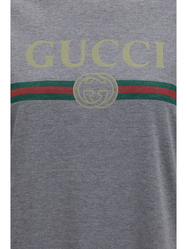 T-Shirt Cotton-Silk Jersey Printed Grey Melange/mc T-shirts & Jerseys