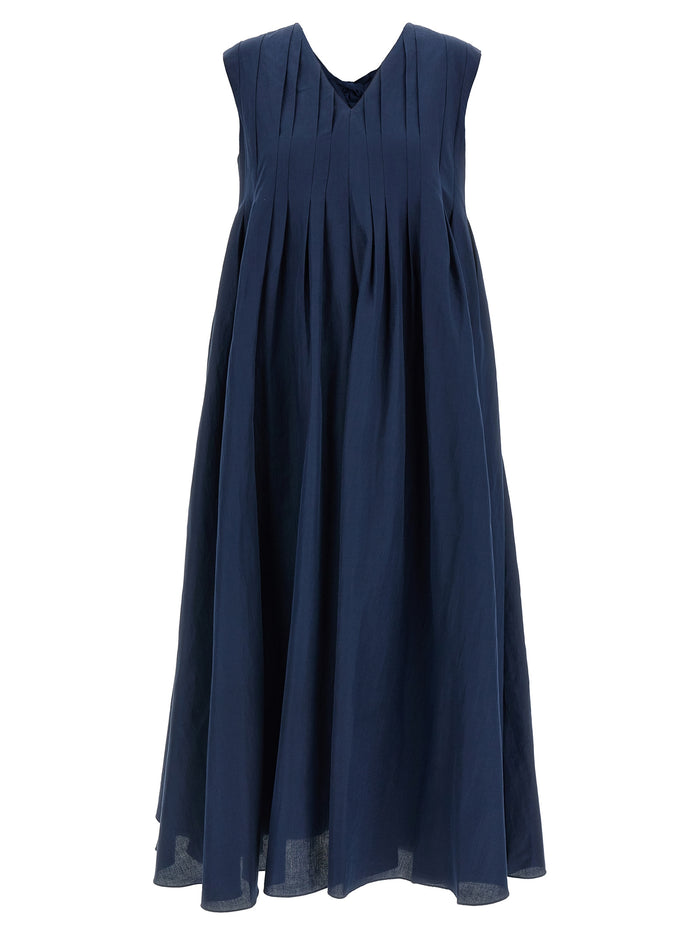 Piega dress Blue Ramie Cotton