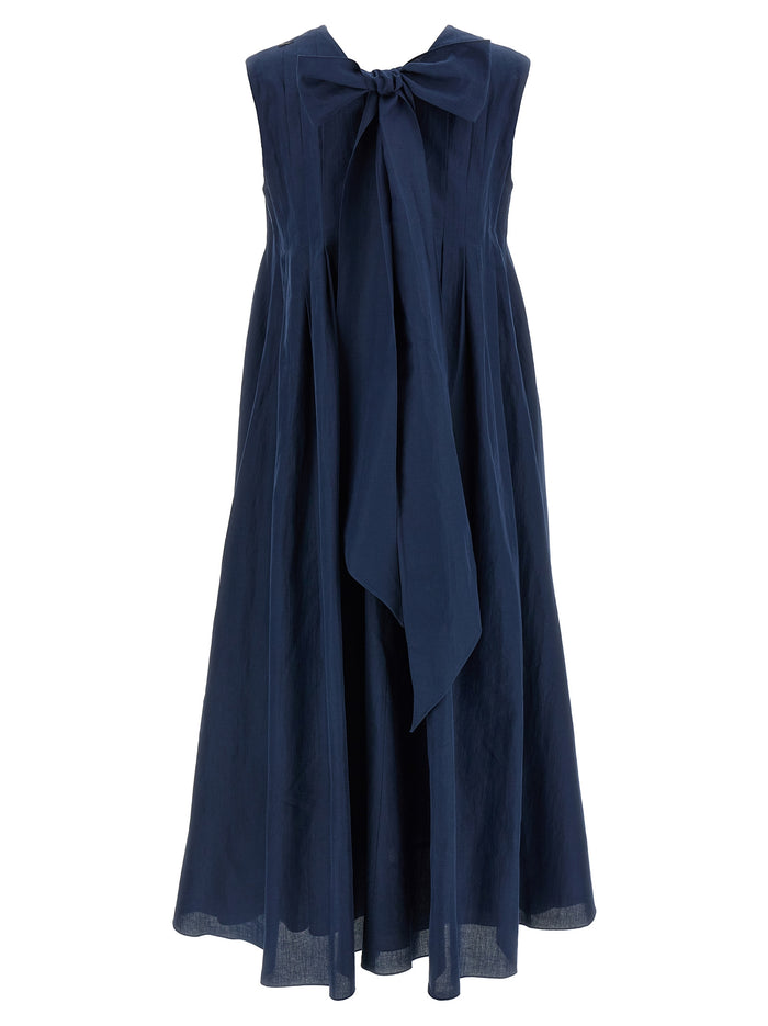 Piega dress Blue Ramie Cotton
