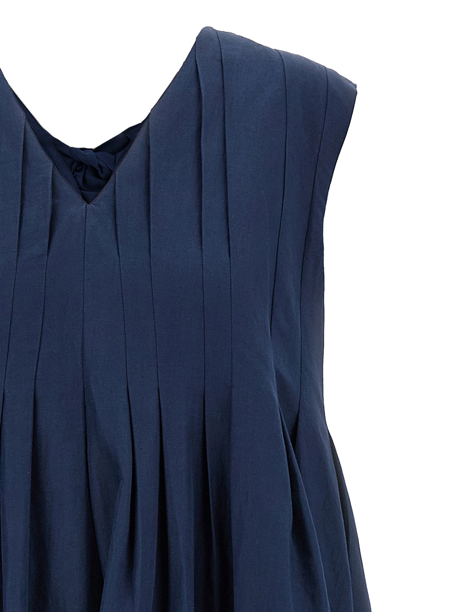 Piega dress Blue Ramie Cotton