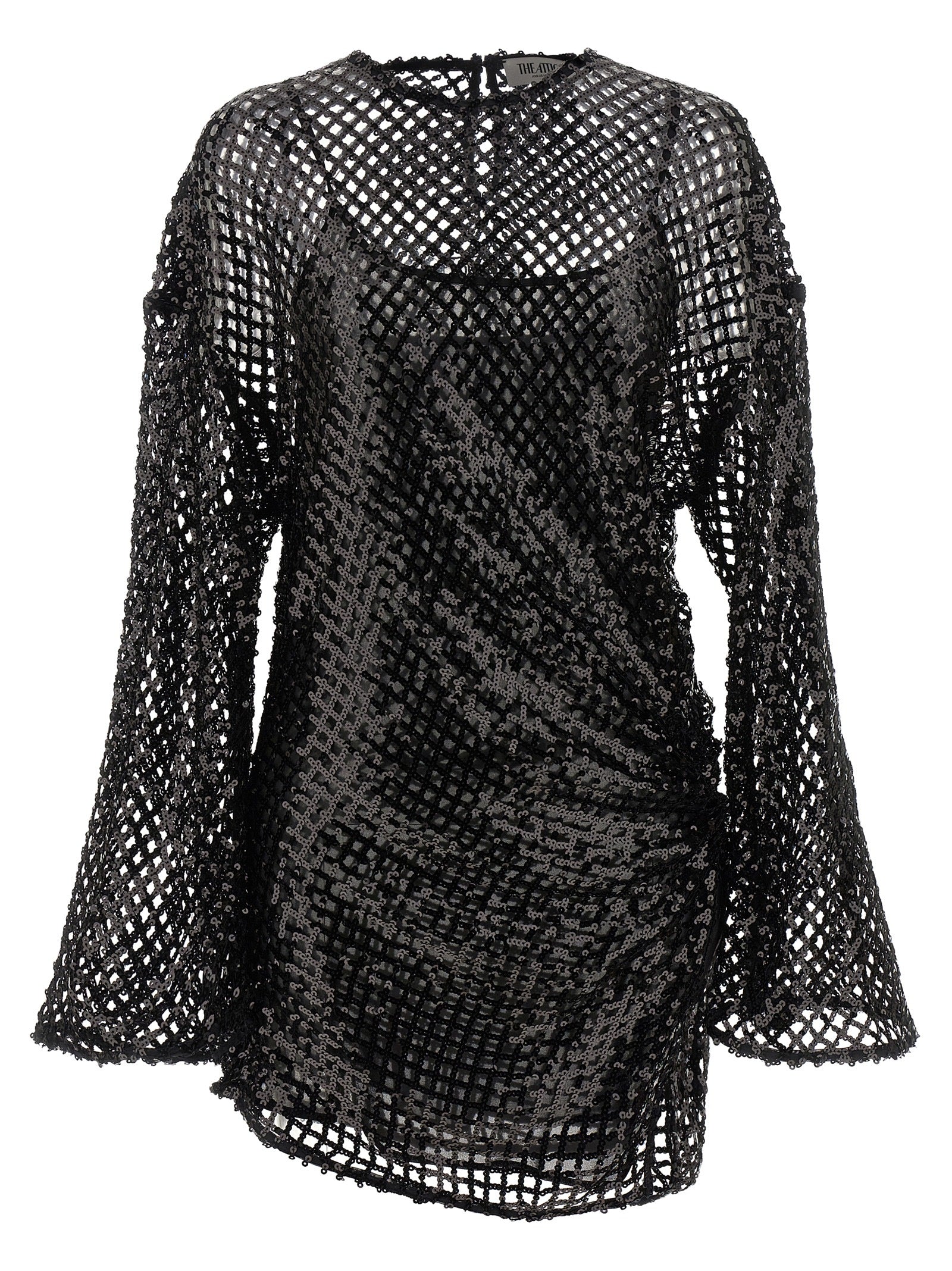 Sequin mesh dress Black Polyester