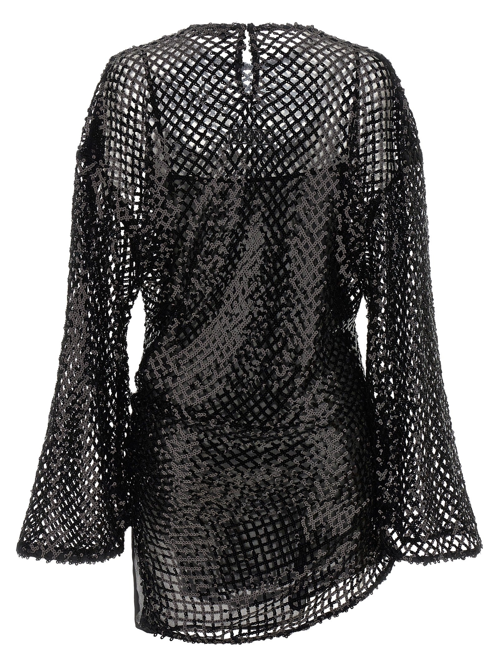 Sequin mesh dress Black Polyester