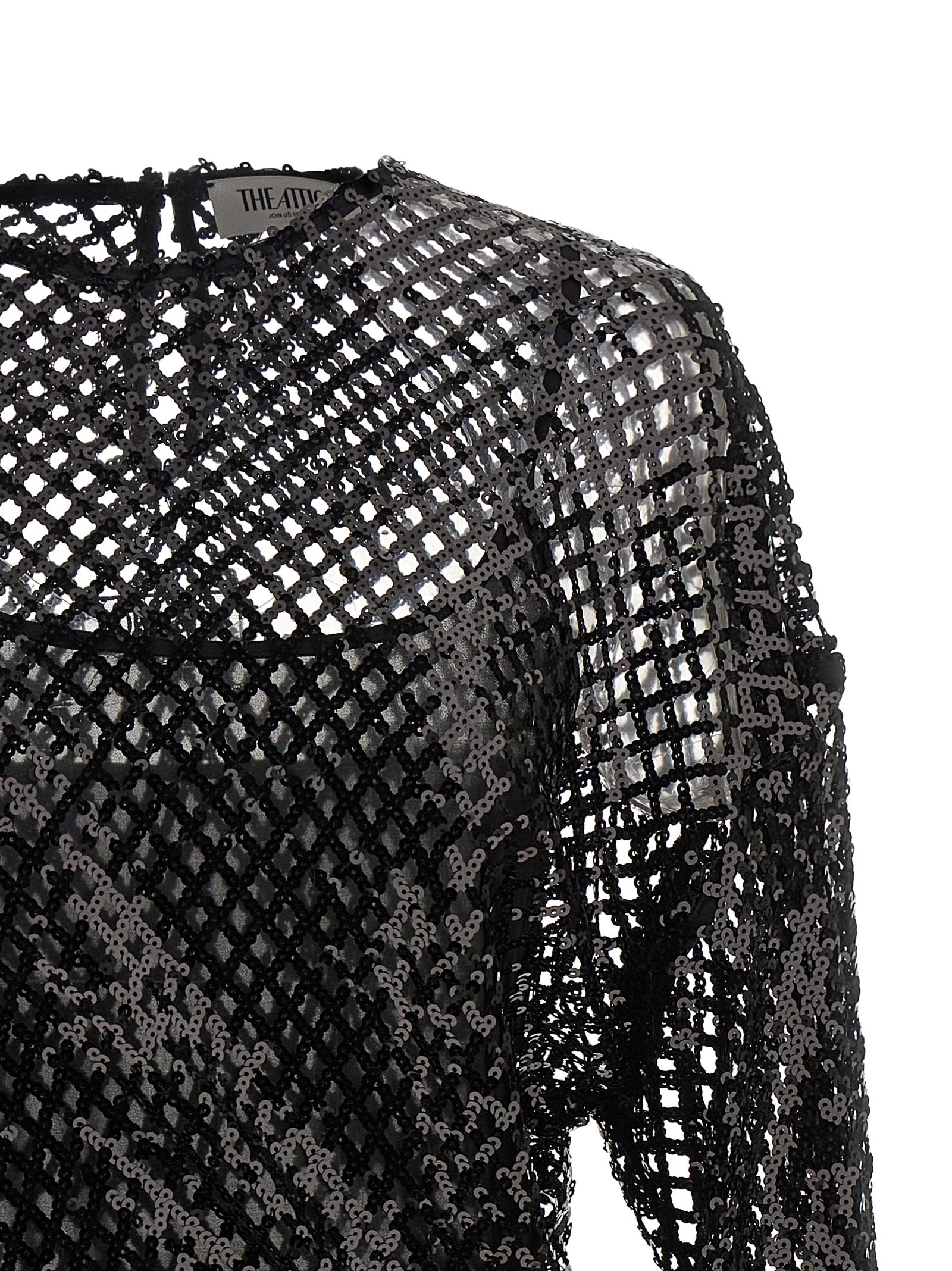 Sequin mesh dress Black Polyester