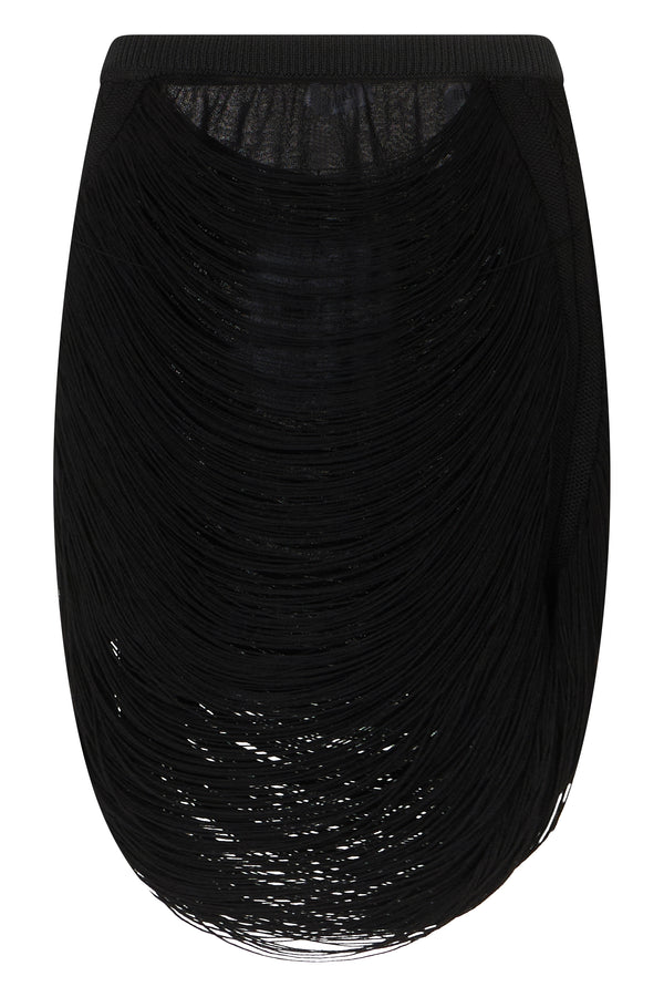 Mini Skirt With Fringes, Black Viscose
