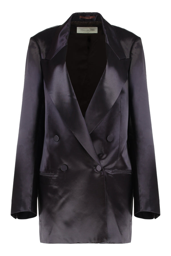 Jacket Satin Double-Breasted Dark Purple Viscose Blazers