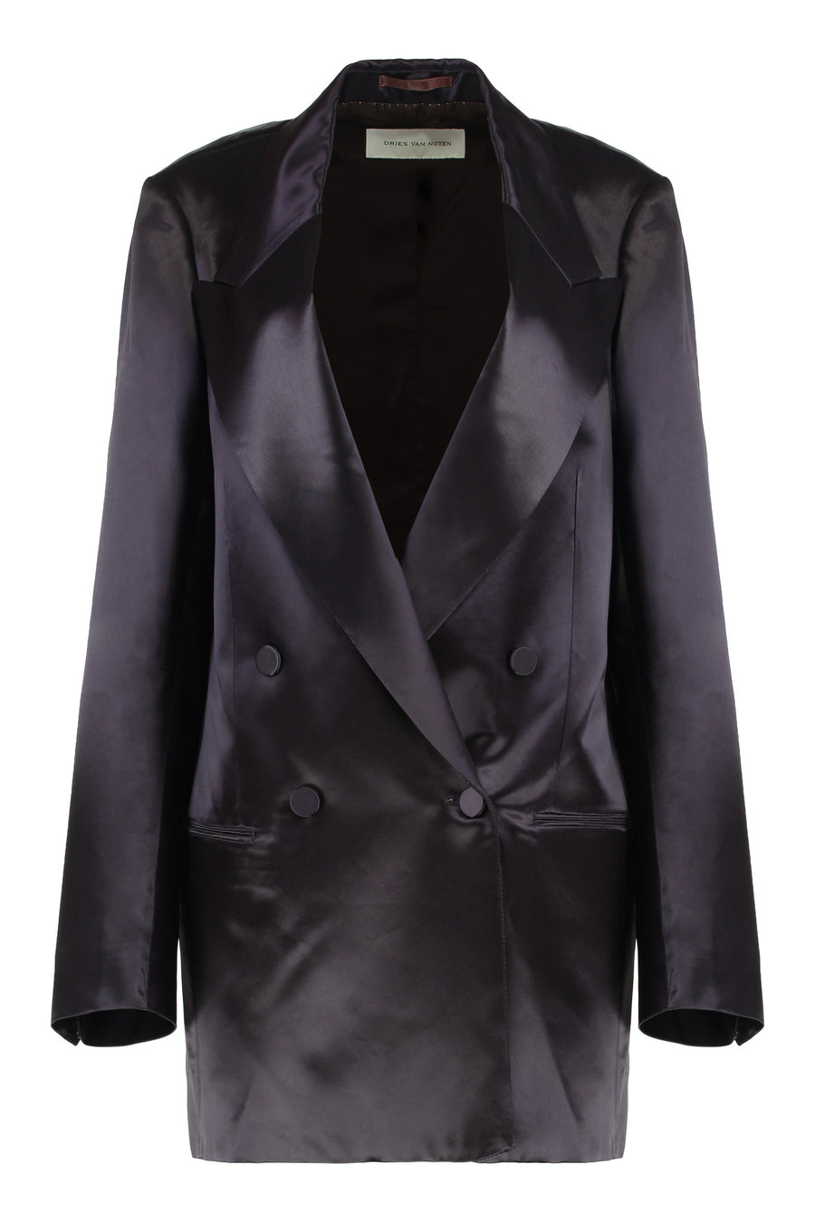 Jacket Satin Double-Breasted Dark Purple Viscose Blazers