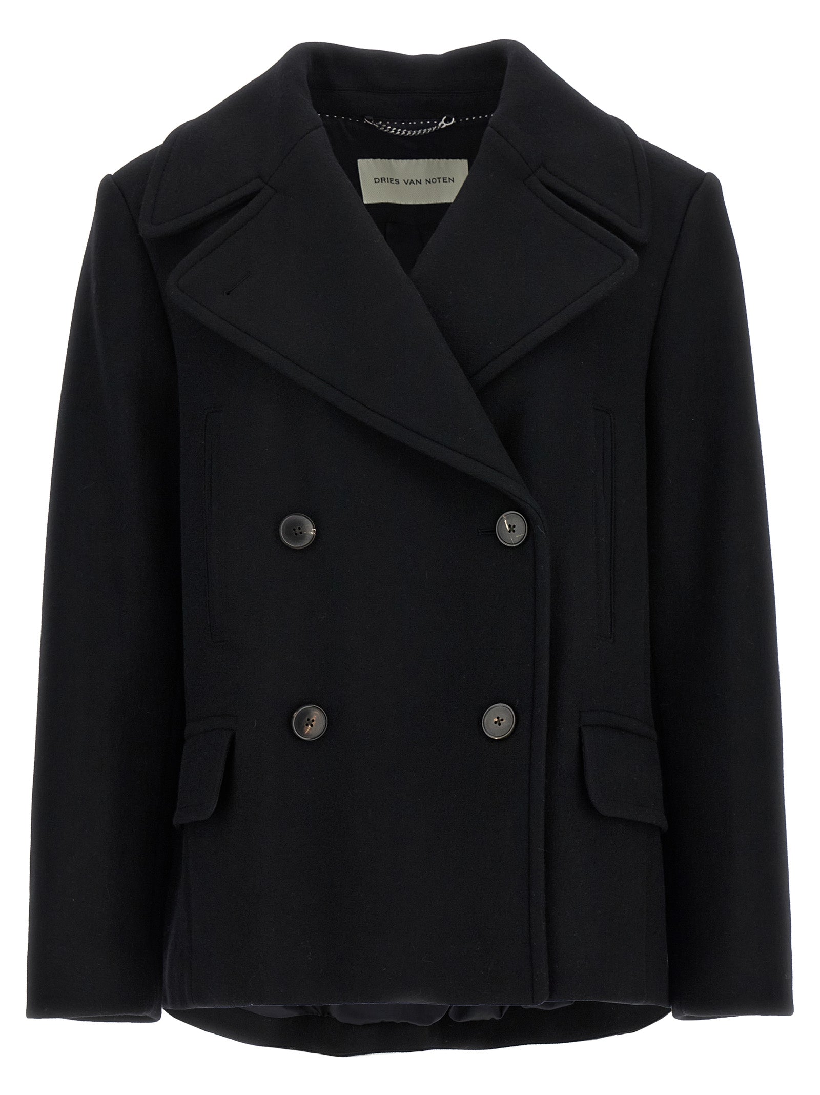 Vafel coat Black Wool Coats, Trench