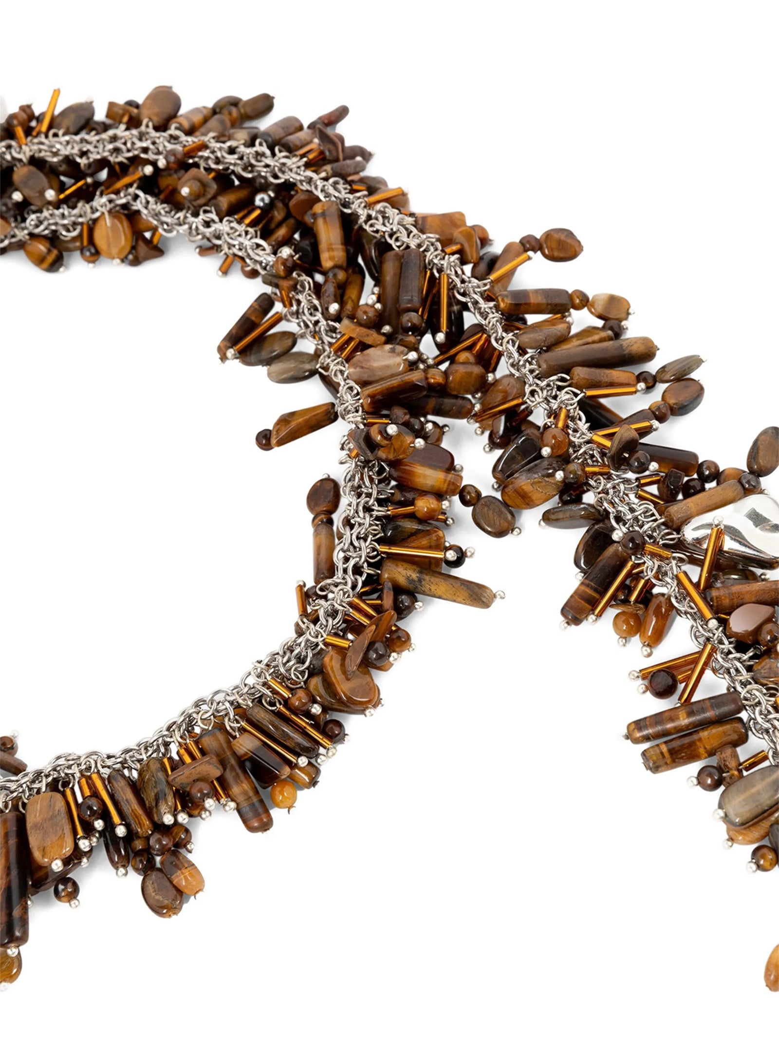 Embroidered Scarf necklace Brown Jewelry