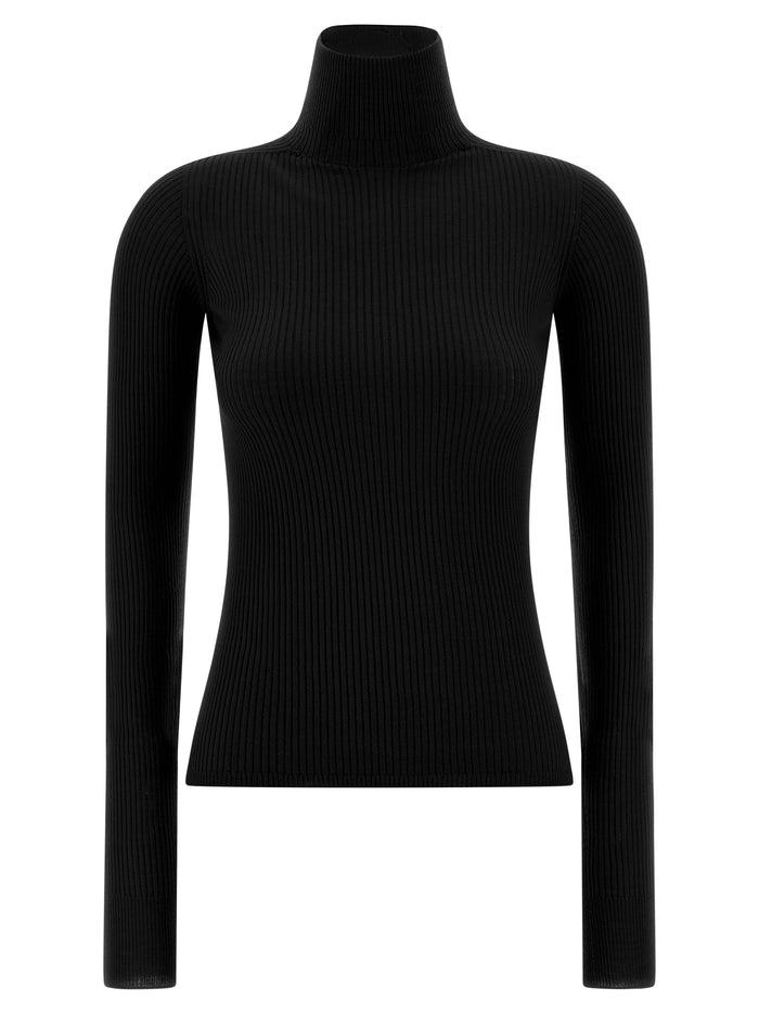 Niagara turtleneck sweater Black Virgin Wool Sweater, Cardigans