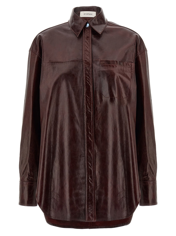 Borel shirt Bordeaux Lamb Leather (ovis Aries) Shirt, Blouse