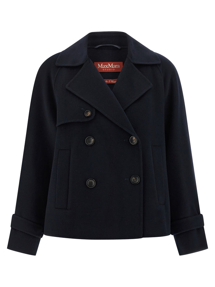 Nupar Coat Blue Virgin Wool Silk Cachemire Coats, Trench