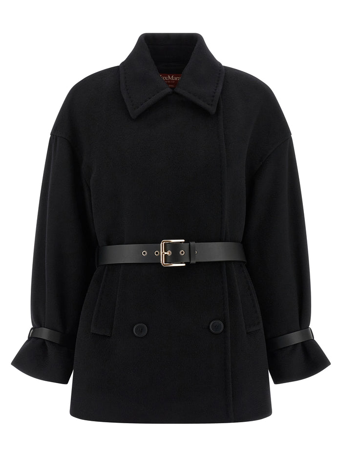 Pausa Coat Black Virgin Wool Coats, Trench
