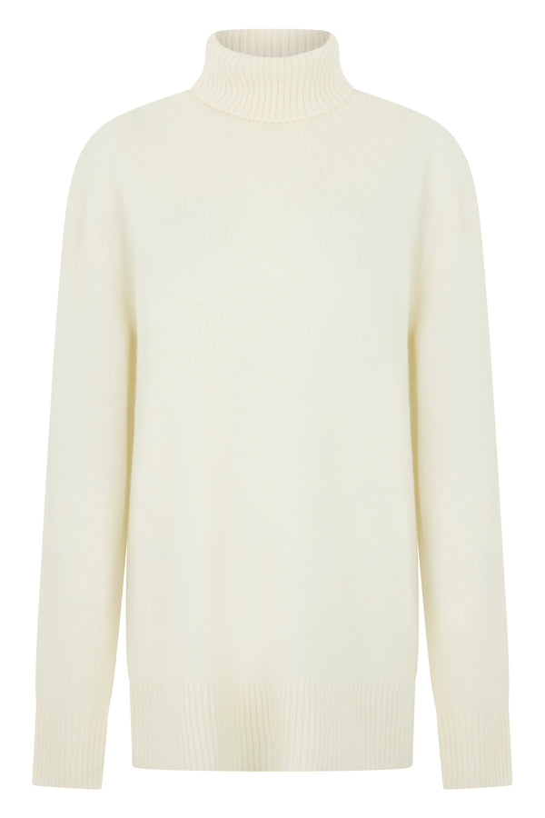 Turtleneck Sweater — White Cashmere