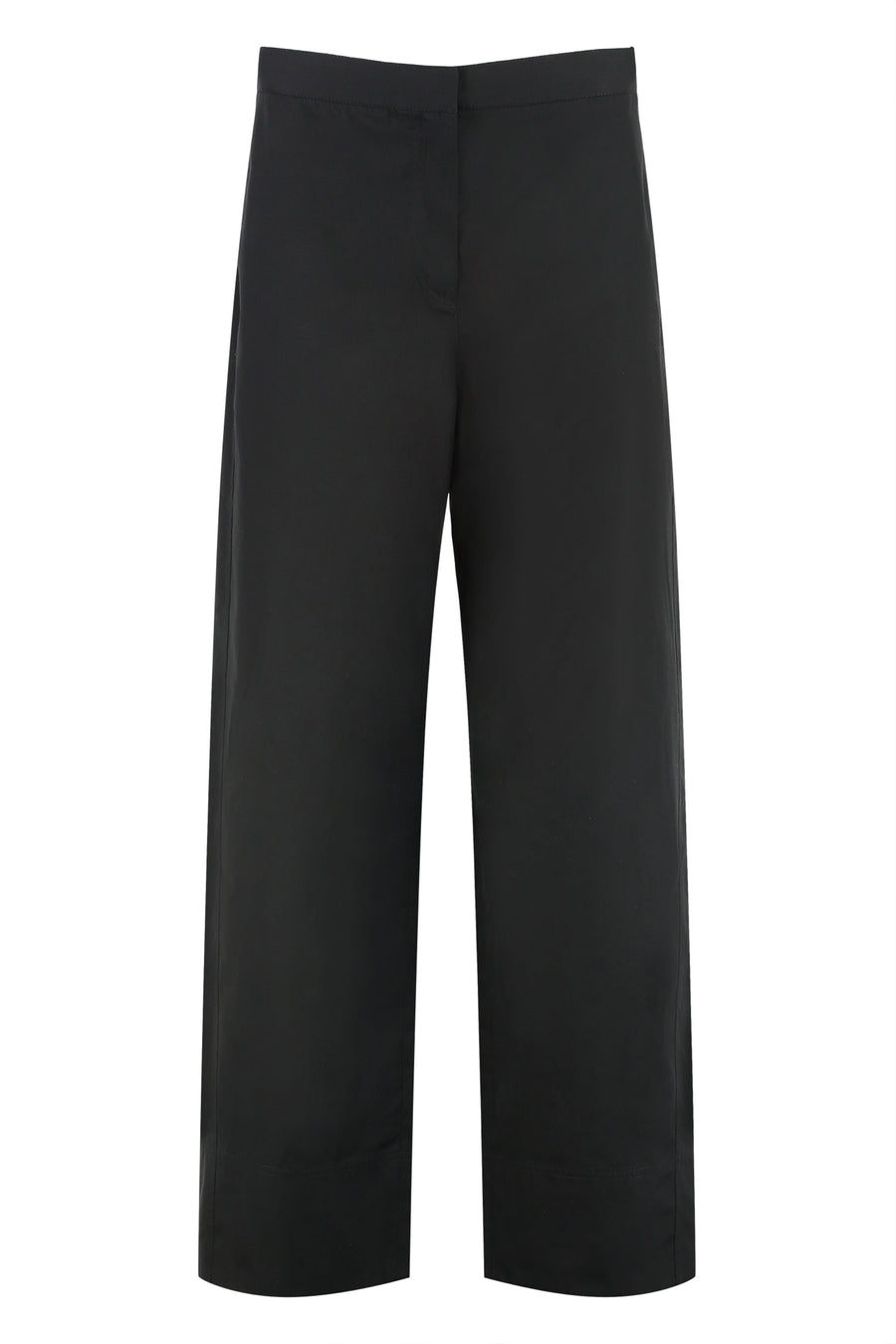 Trousers Wide-Leg Black Cotton