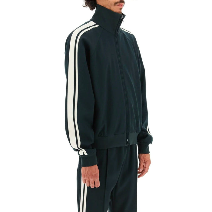 High-Neck Jacket Green Elastane Wool