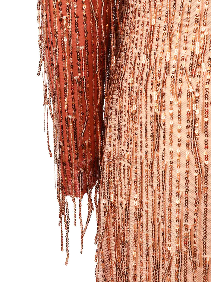 Long Sequin Dress Beige