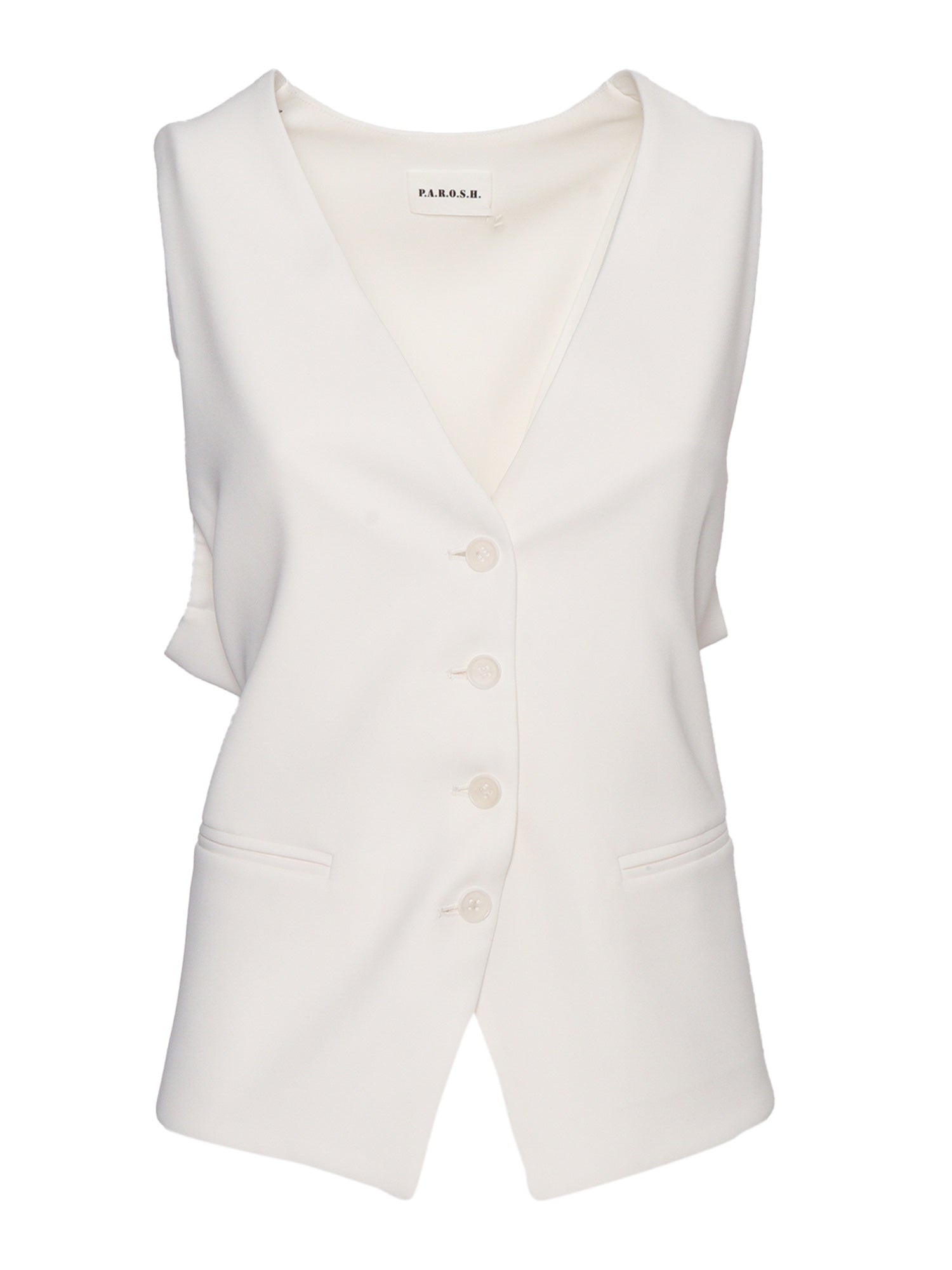 Rear Belted Vest White Polyester