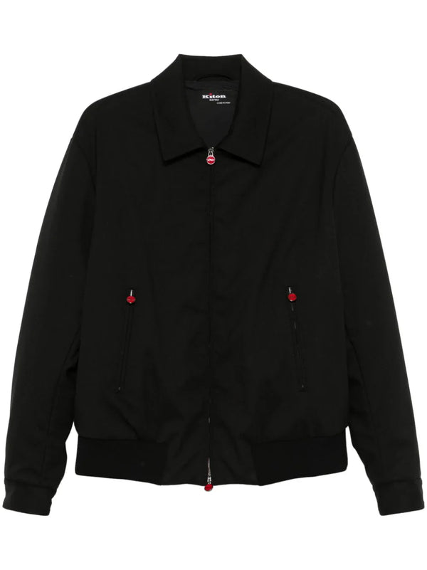 Kiton Outer: Virgin Wool 92% bomber jacket in black