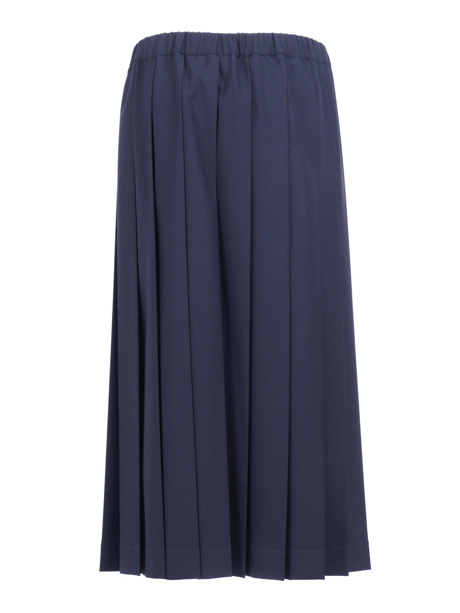 TECH WOOL PLEATED SKIRT WITH ELASTIC WAISTBAND Blue Polyester Viscose Elastane