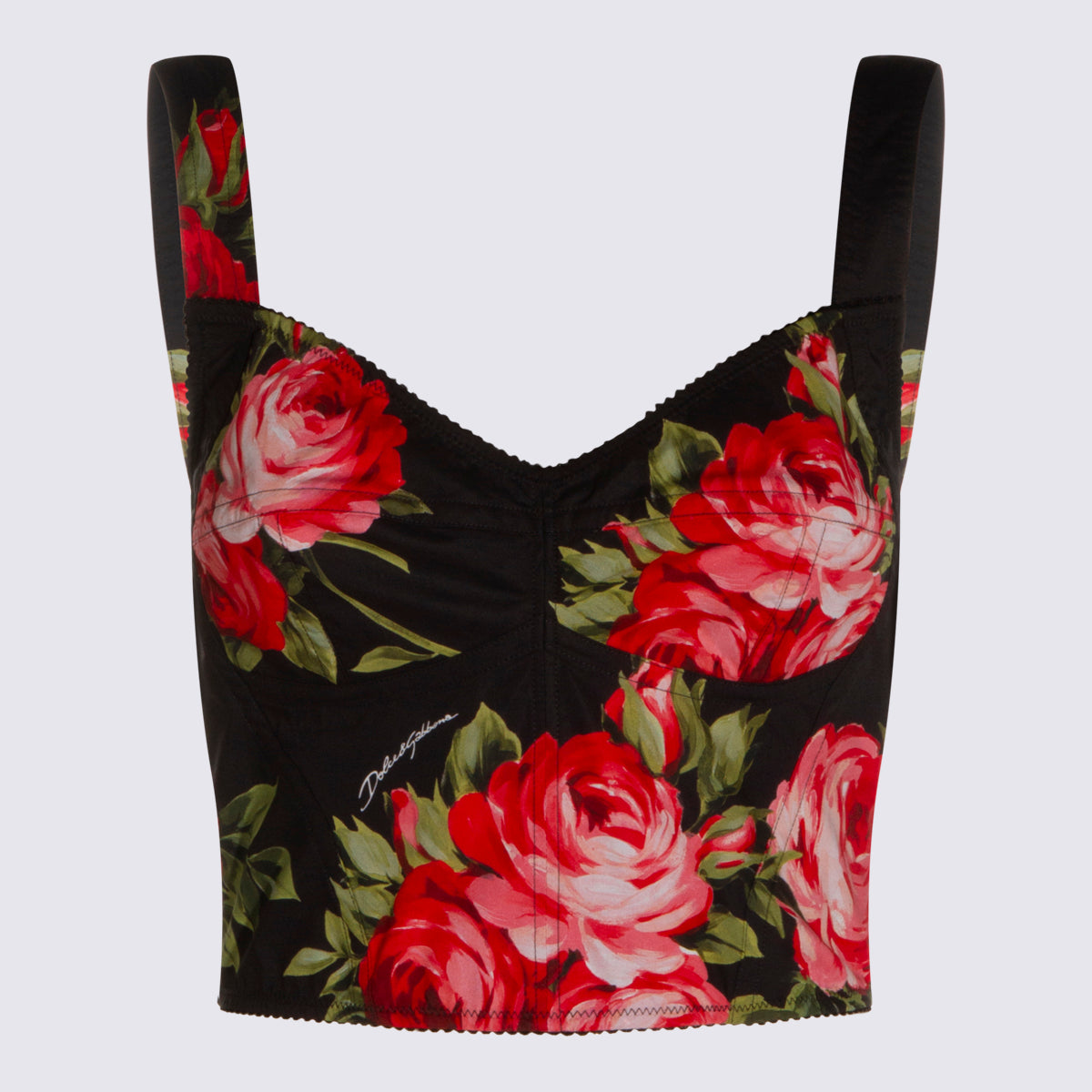 Dolce & Gabbana Top Rose F.do Nero _co Pa Ea