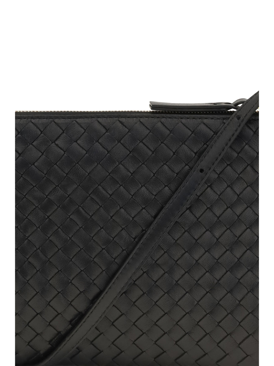 Shoulder Bag Intrecciato Black Black/brass Vibrato Calf Leather