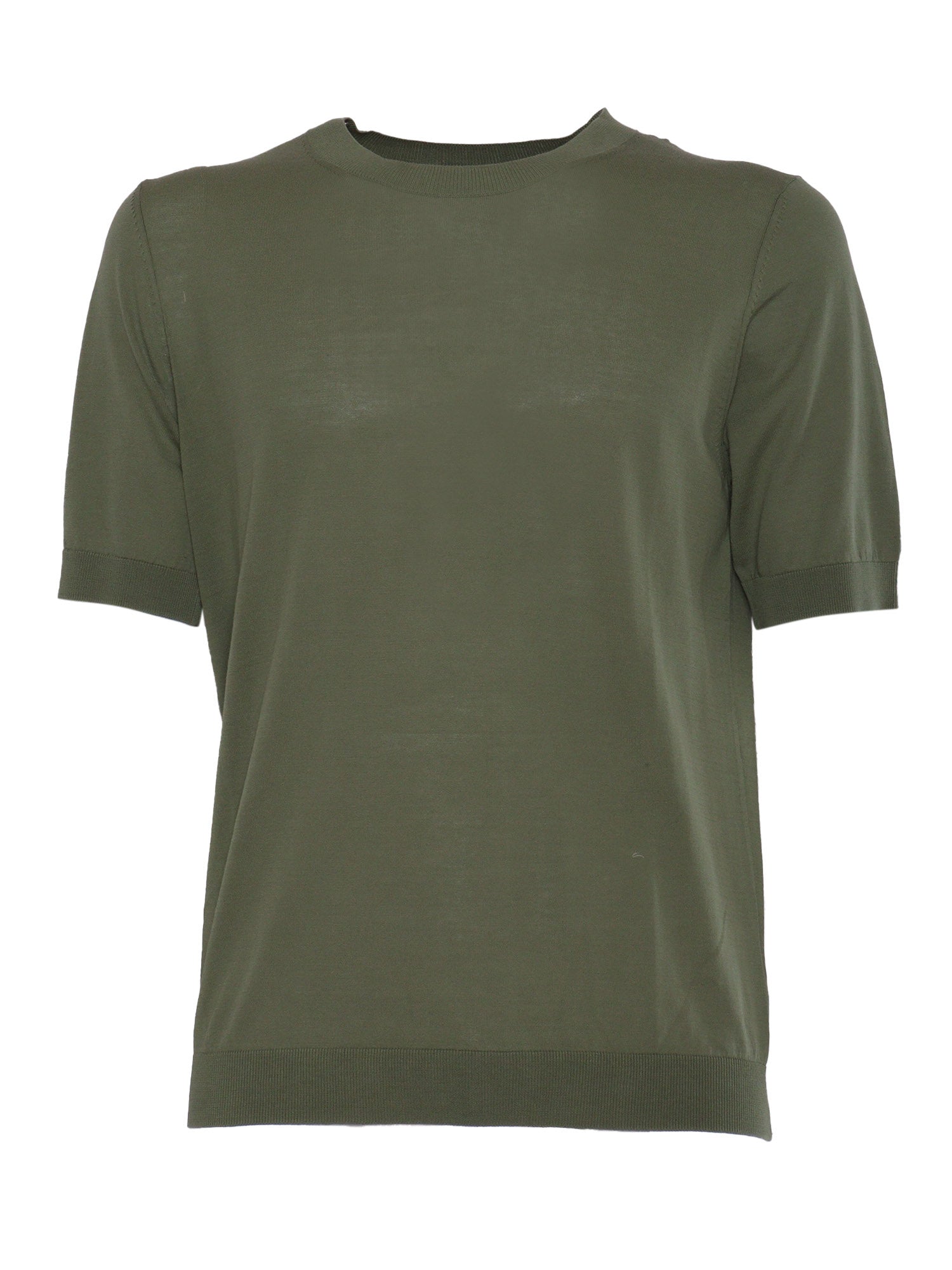 SHORT SLEEVES PULLOVER Green Cotton Crewneck