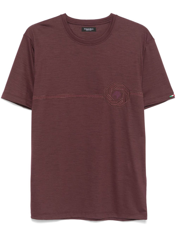 Stefano Ricci Virgin Wool 100% t-shirt in burgundy