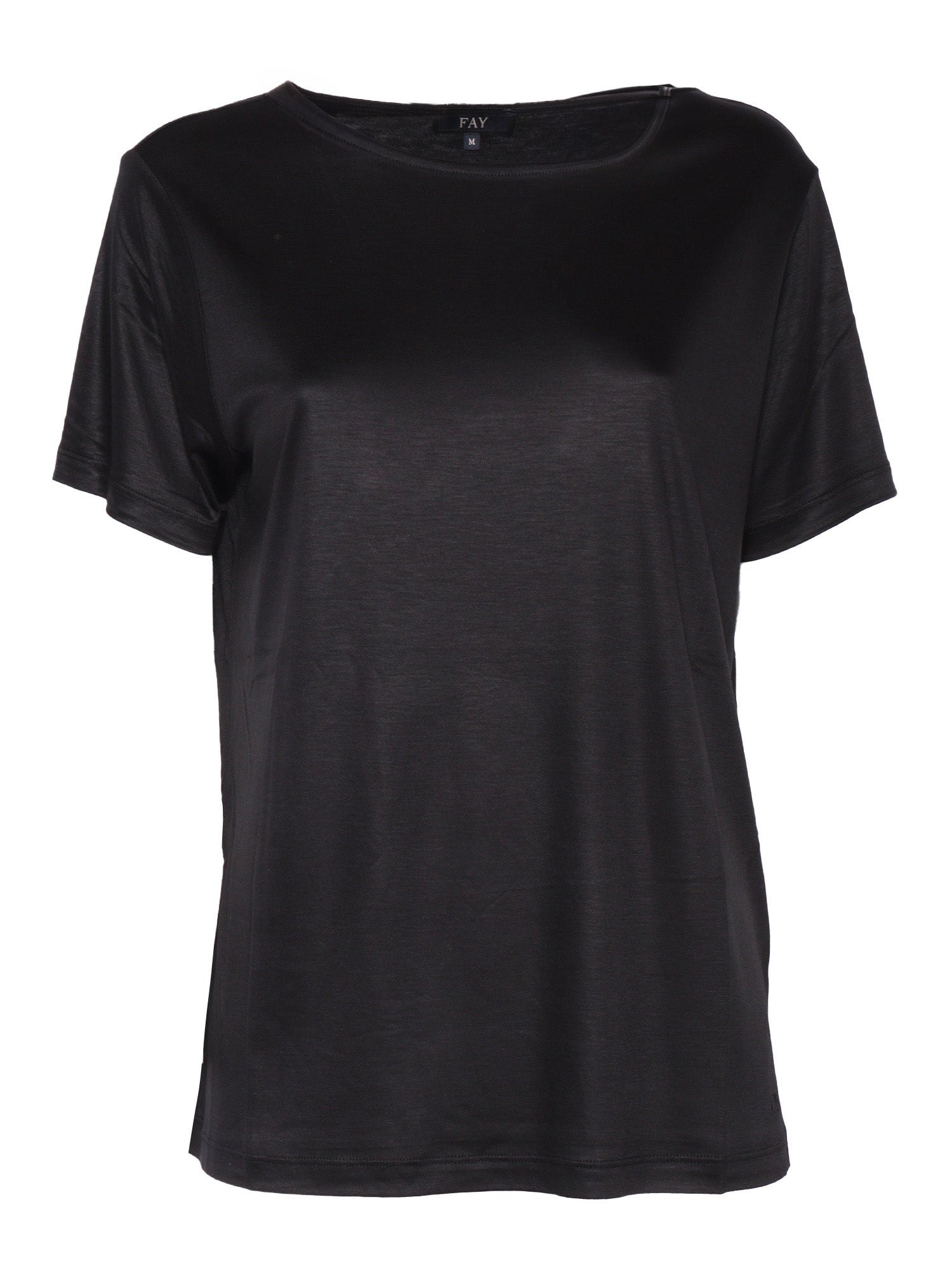 SHORT SLEEVE SHIRT Black Viscose Elastane Sleeves T-shirt