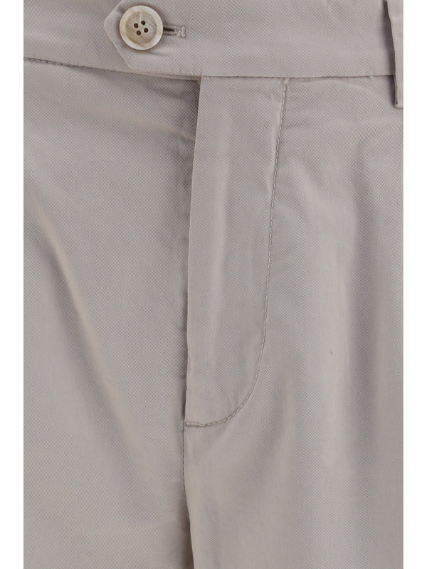Chino Pants Cotton Blend Beige Trousers