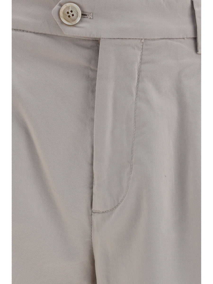 Chino Pants Cotton Blend Beige Trousers