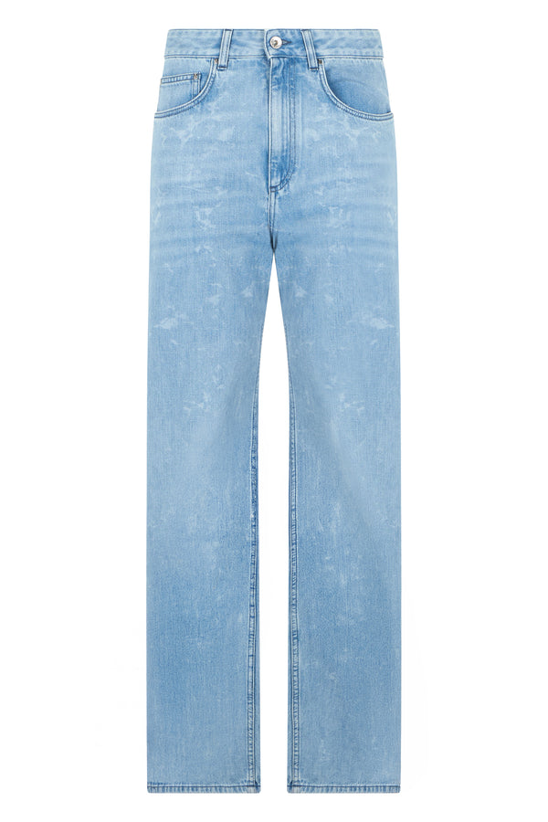 Straight-Leg Jeans Light Blue Cotton