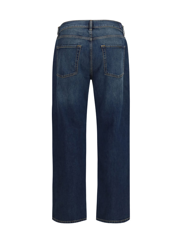 Jeans Straight-Leg Denim Blue Cotton