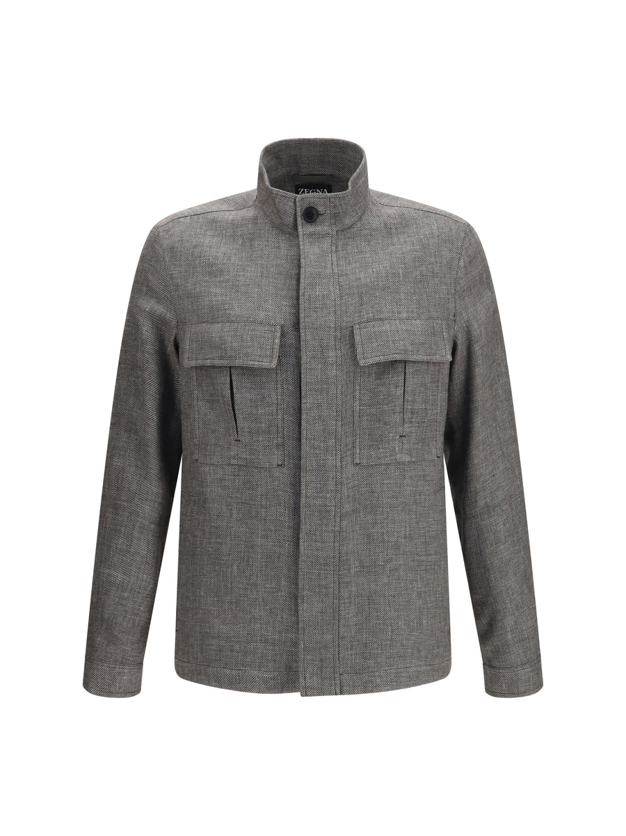 Zegna 50% Kashmir/Capra Hircus; 47% Linen; 3% Silk shirt jacket in gray