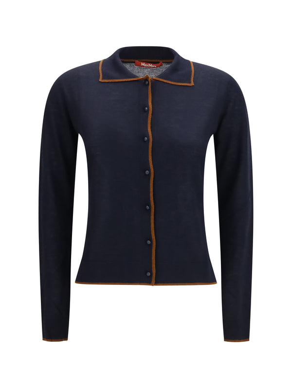 Msttarga Cardigan Blu/cuoio Silk; Wool Ovis Aries