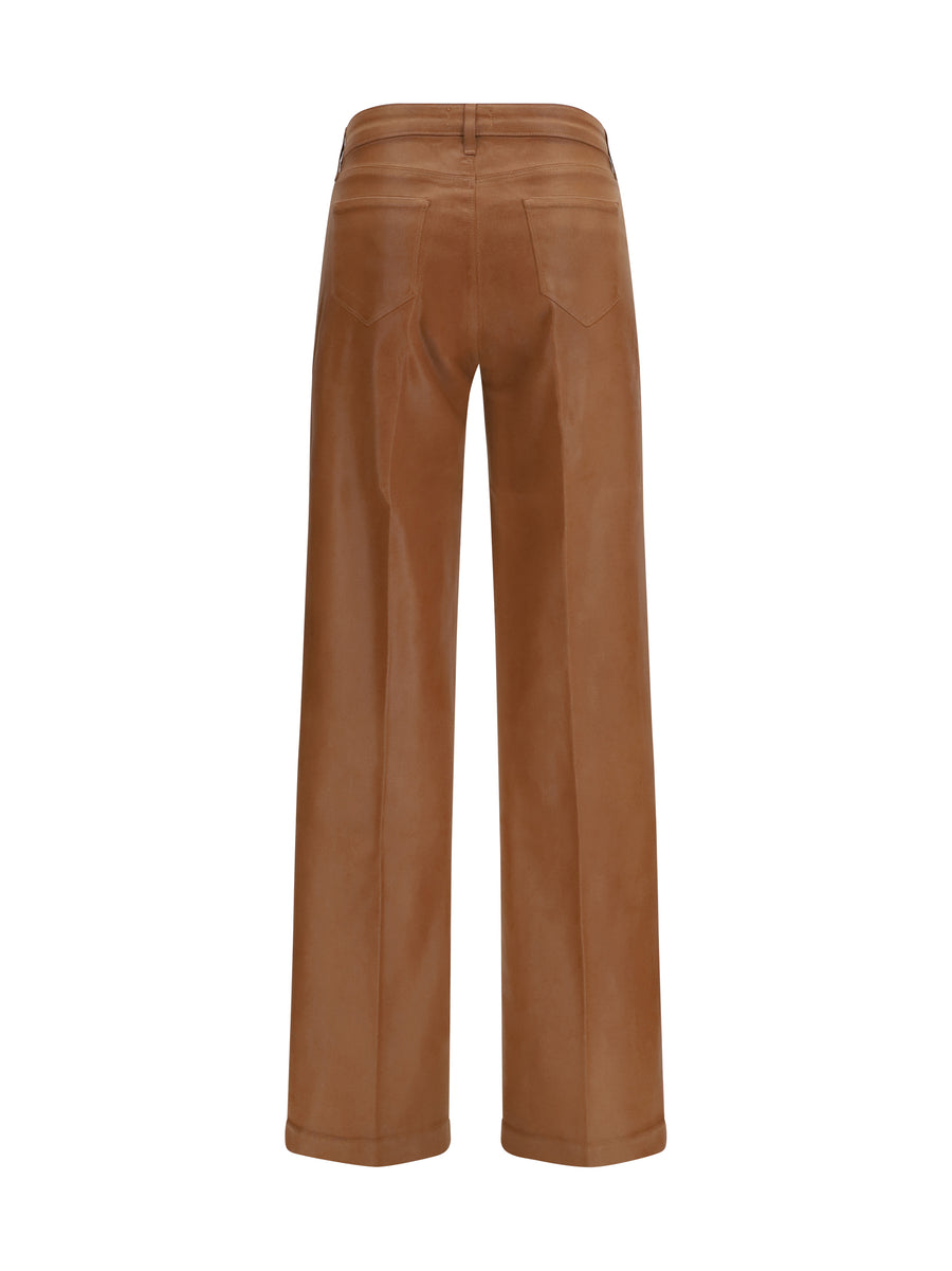 Wide Leg Jeans Clayton Light Cognac Coated Cotton Trousers