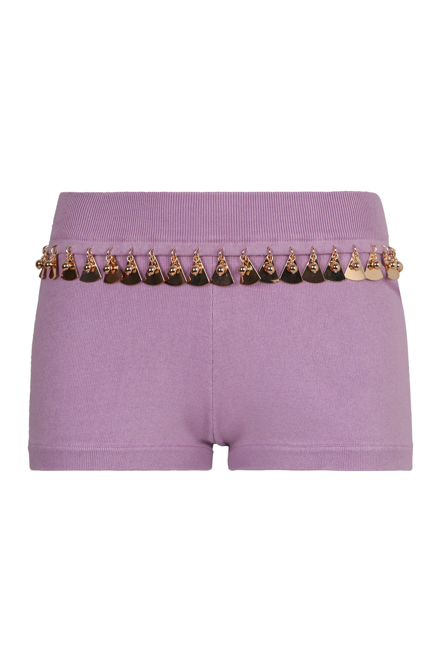Knitted Shorts With Sequin Embellishments Pink Silk