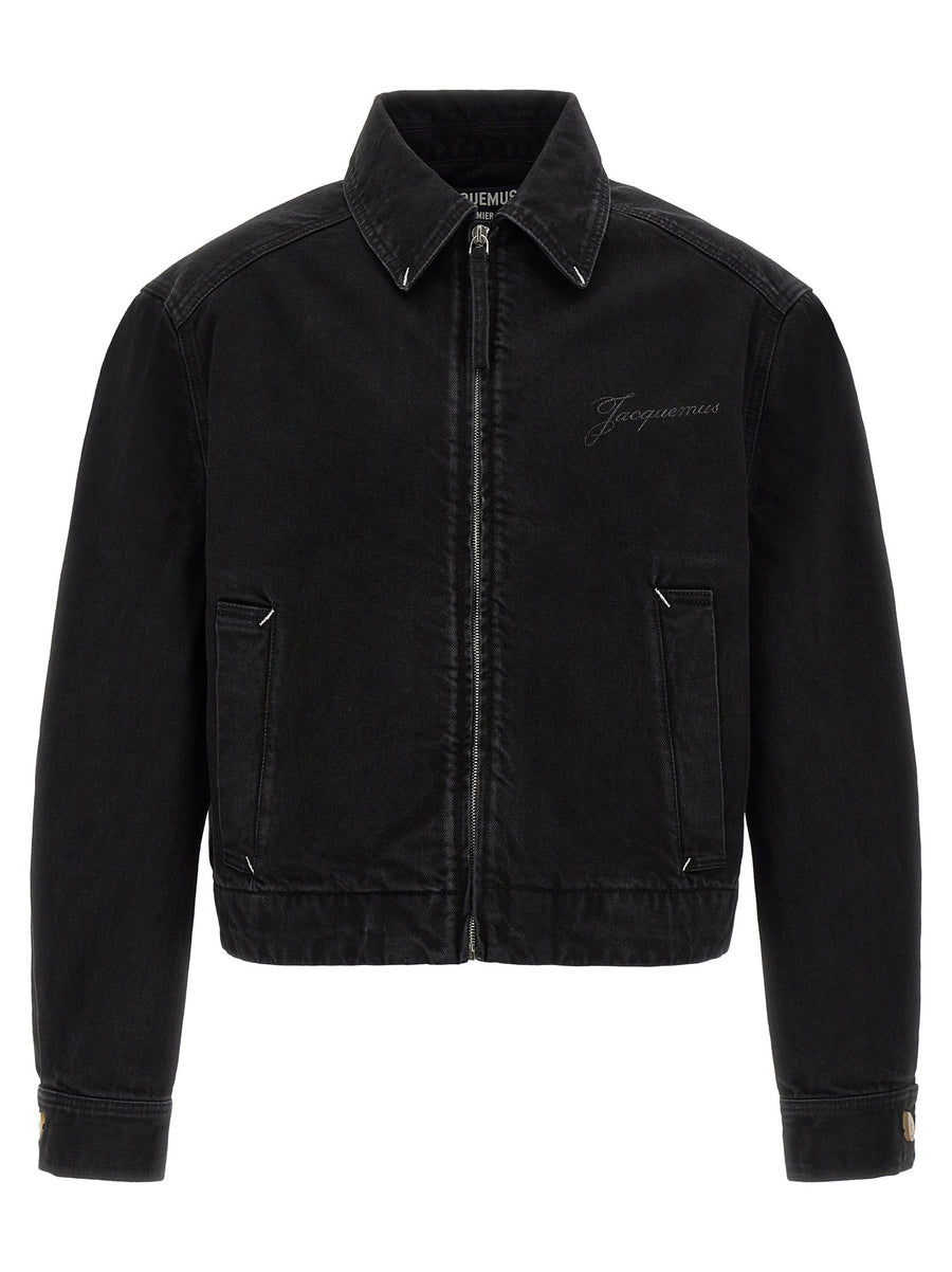 Jacquemus Structured Cotton Denim Jacket — Black