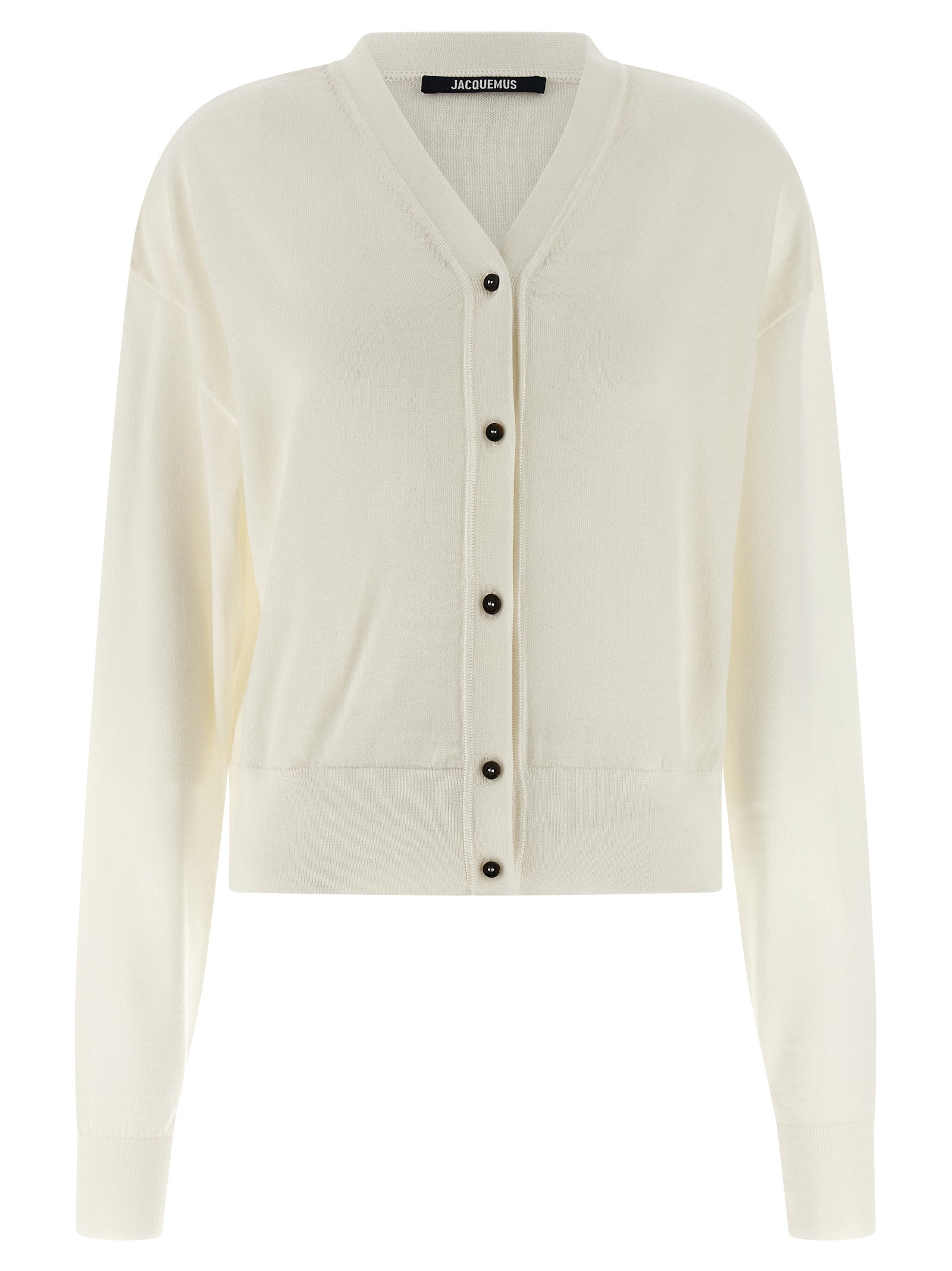 Le Cardigan Brodé White Merino Wool Polyamide Sweater, Cardigans