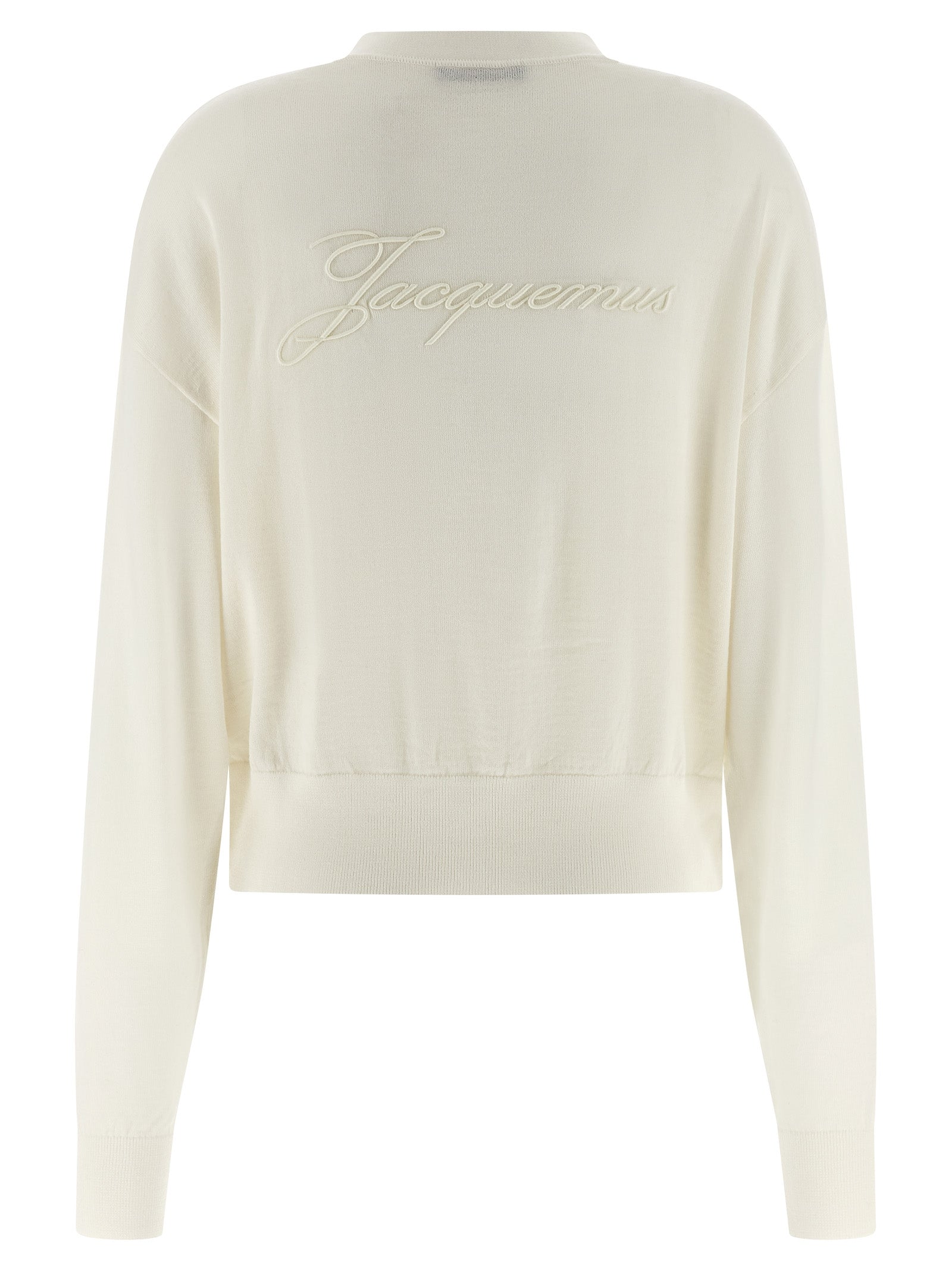 Le Cardigan Brodé White Merino Wool Polyamide Sweater, Cardigans