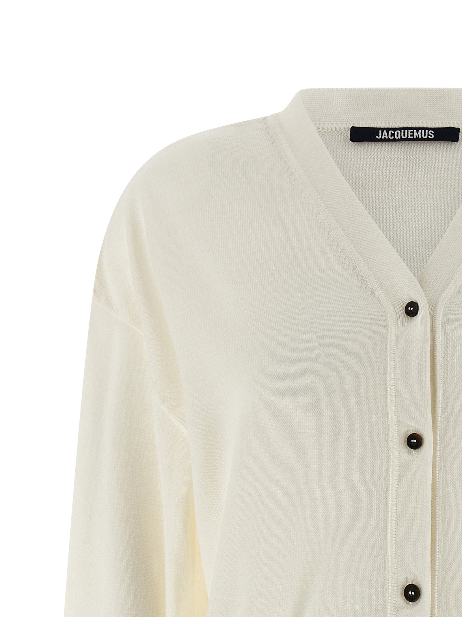 Le Cardigan Brodé White Merino Wool Polyamide Sweater, Cardigans