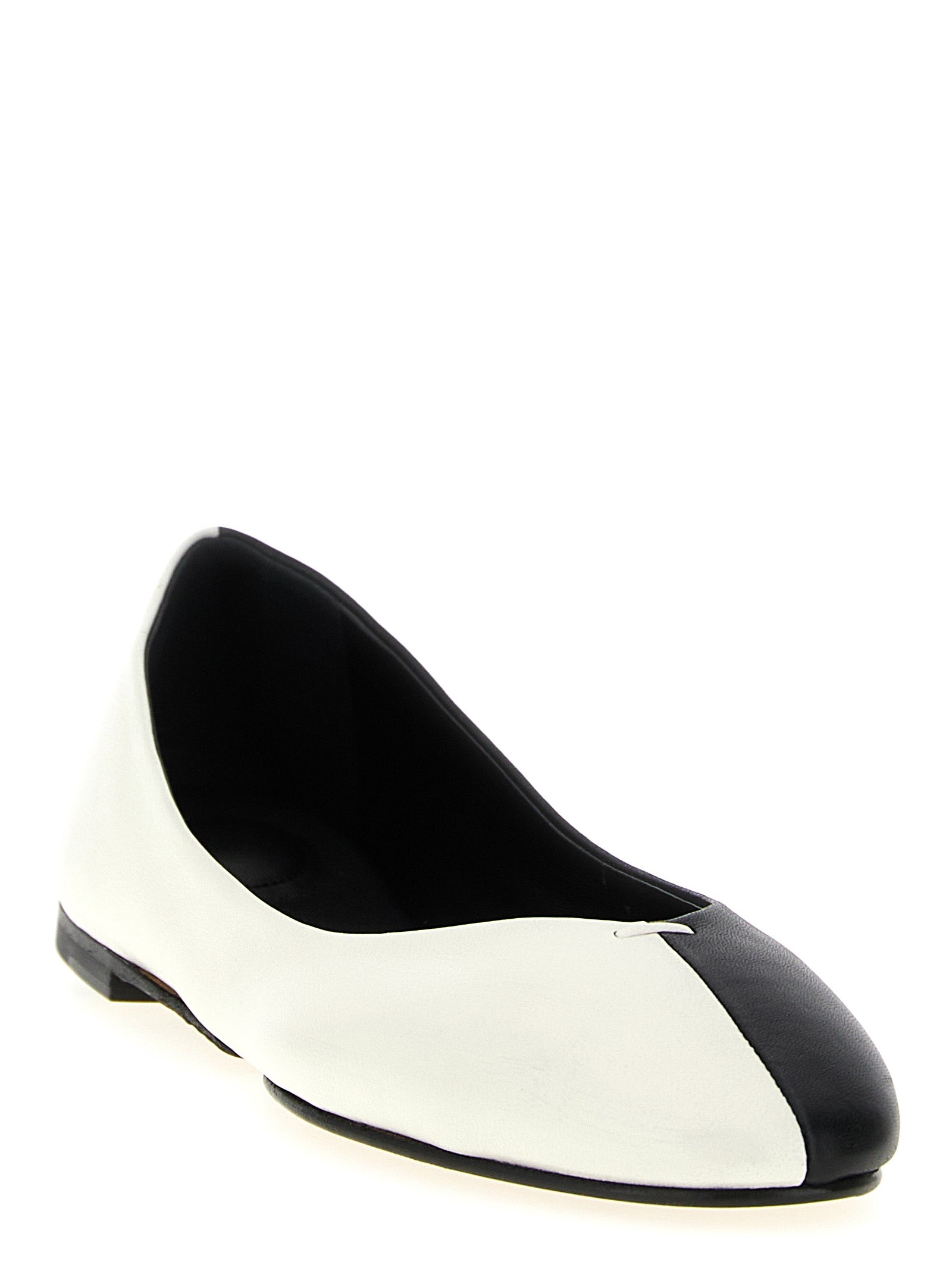 Les Ballerines Ovalo ballet flats White/black Lamb Leather (ovis Aries) Flat Shoes