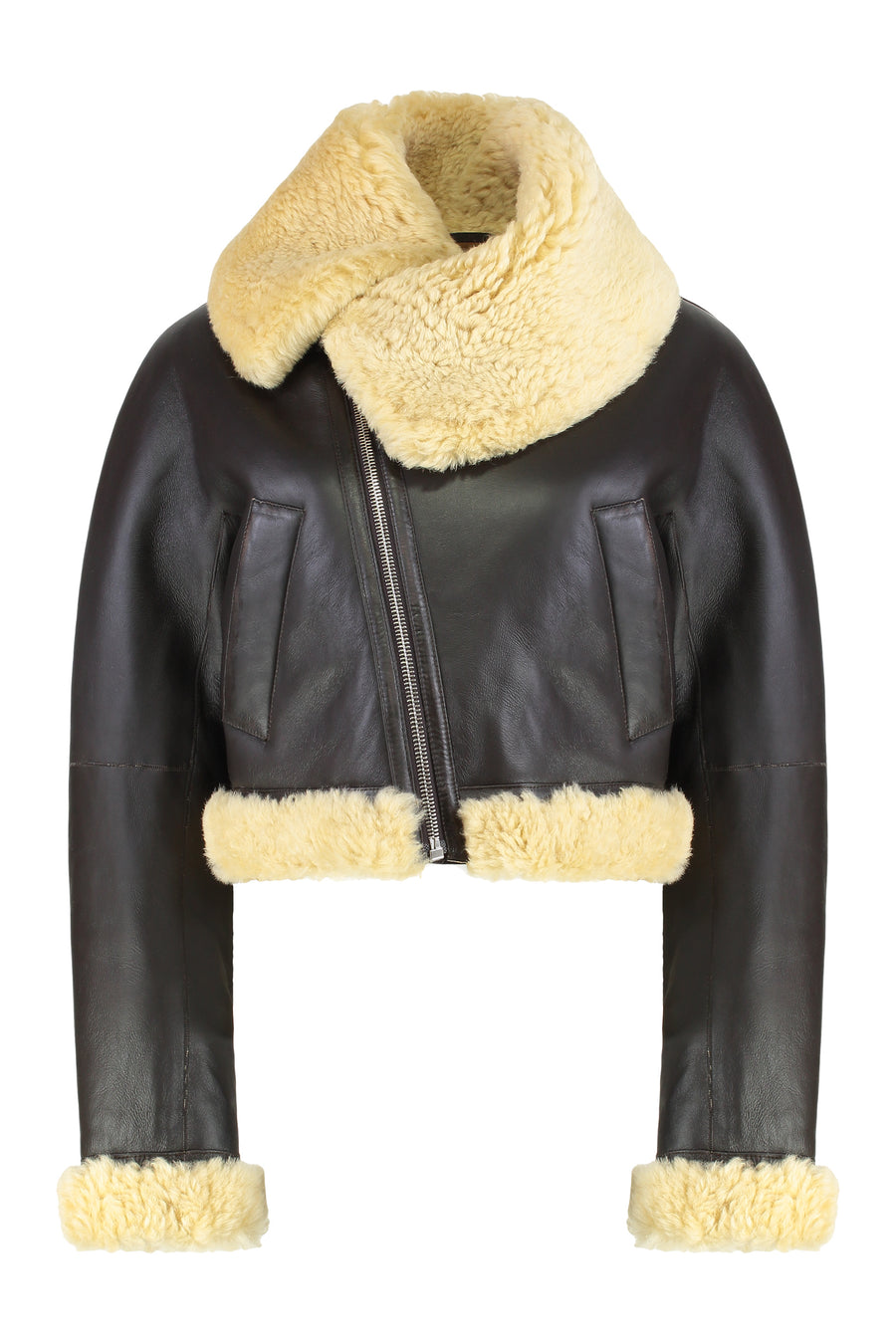 Brown Leather Aviator Jacket Lamb