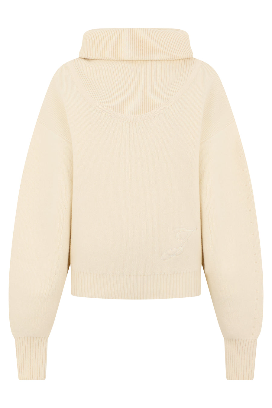 Sweater High-Neck Ivory Wool-Cashmere