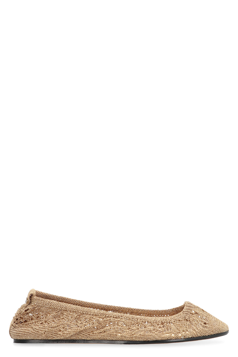 Belna Crochet Ballet Flats Gold Knit: Polyester Ballerina Shoes